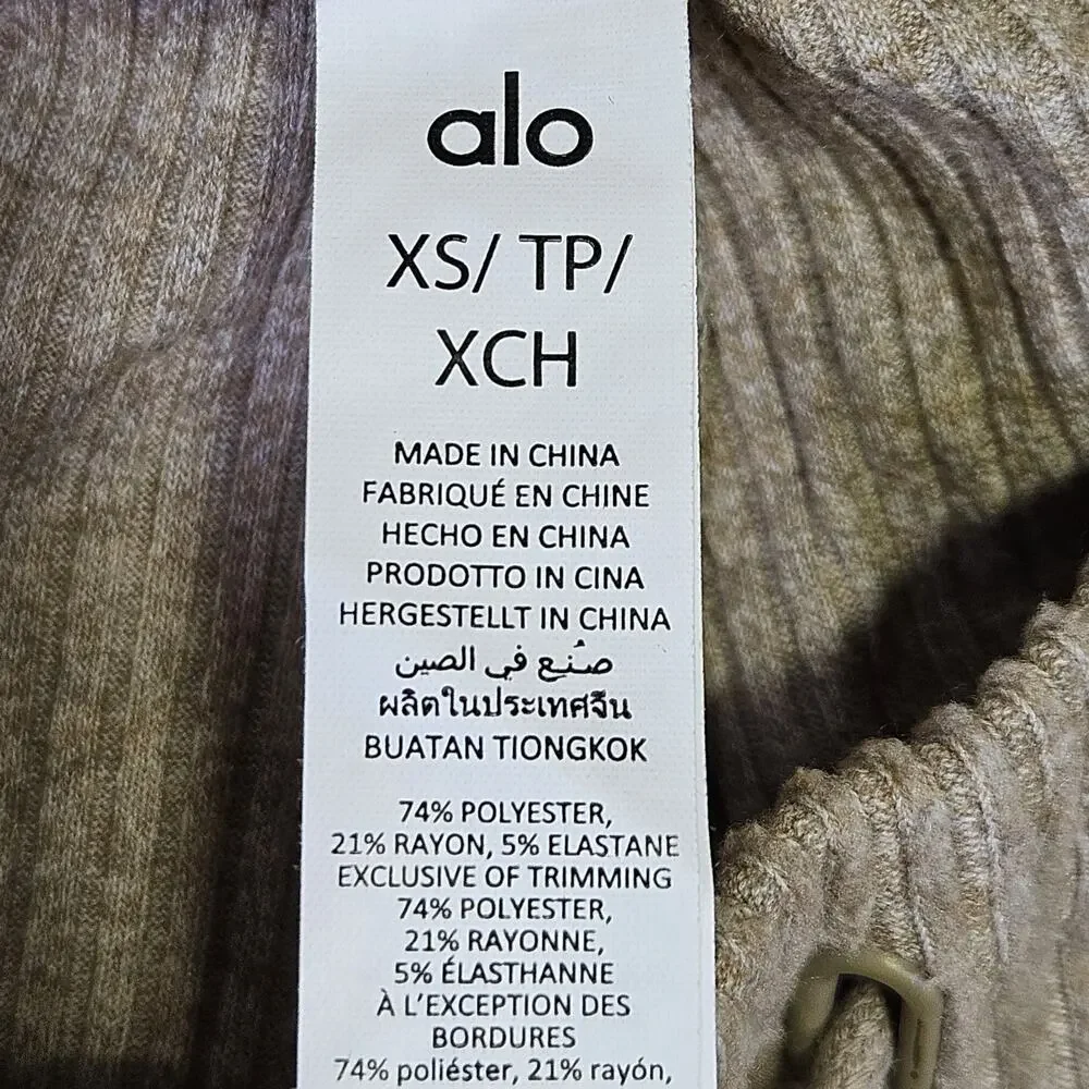 Alo Yoga Muse Sweatpants Women XS Ribbed Gravel Heather W5784R Athleisure Jogger